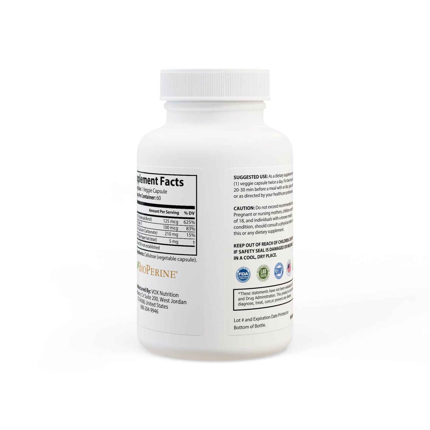 KDAO Vitamin K2 + D3 Supplement (60 Capsules)