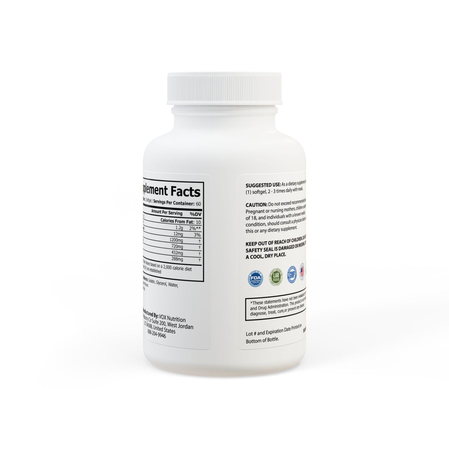 KDAO ~ Omega 3 Fish Oil Supplement (60 Softgels)
