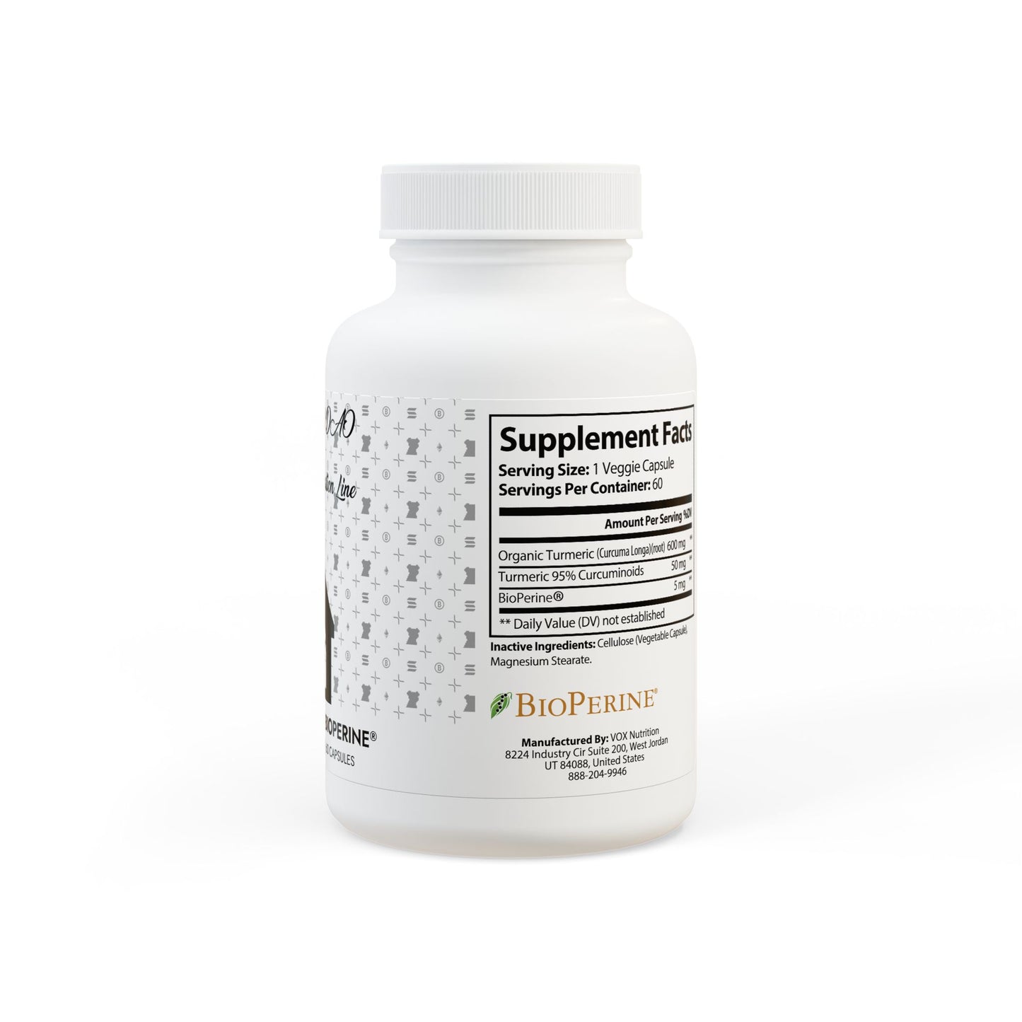 KDAO Turmeric with BioPerine® (Black Pepper Fruit Extract) Supplement (60 Capsules)