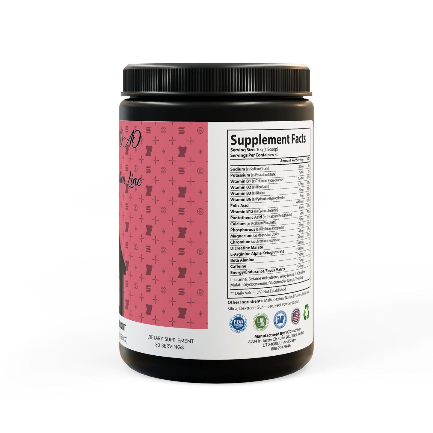 KDAO Pre-Workout Supplement, Watermelon (300g, 10.58oz)